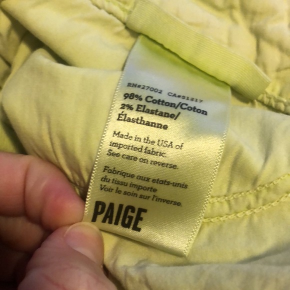 Paige yellow shorts size 32 - Picture 3 of 3